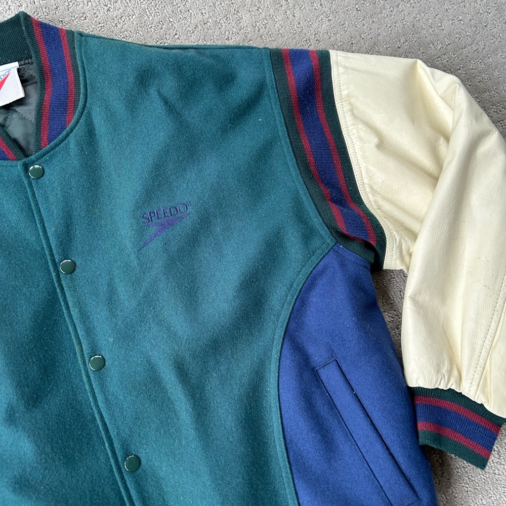 Vintage 90s Speedo varsity letterman bomber coat men’s large - Picture 4 of 10